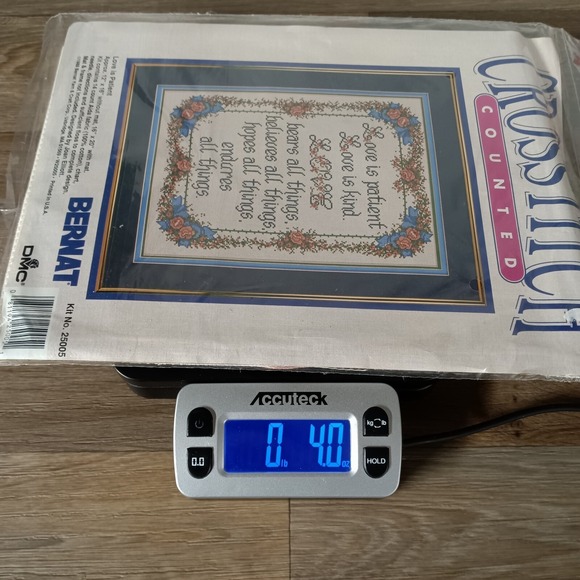 Vtg Bernat Counted Cross Stitch Kit Love Is Patient Religious Home Decor 16x20 - Picture 5 of 5